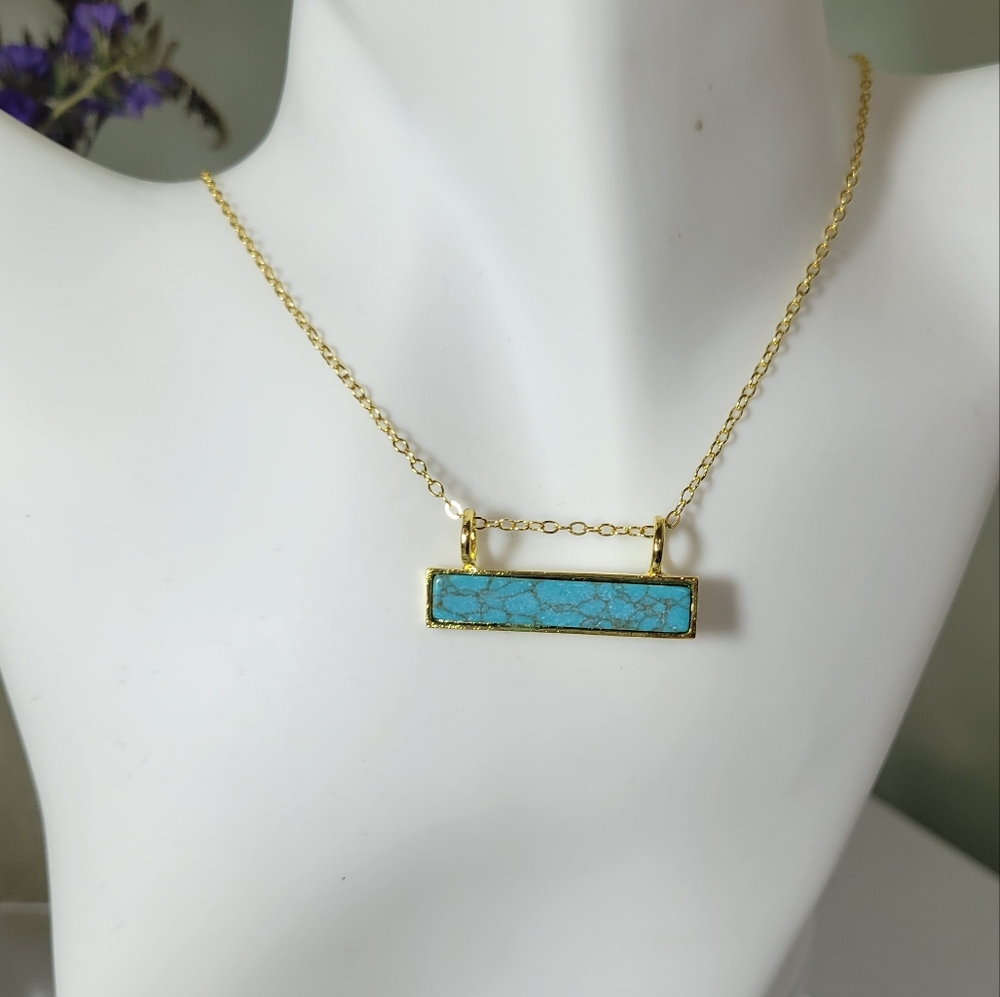 NIB Western Turqoise Necklace Gold Chain Lobster Claw Closure - Picture 4 of 4